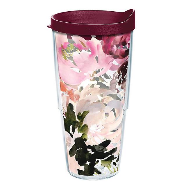 Tervis Kelly Ventura - Posy Insulated Tumbler with Wrap and White Lid, 24oz, Clear