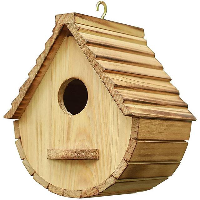 STARSWR Bird House for Outside,Outdoor Bird Houses , Natural Wooden Bird Hut Clearance Bluebird Finch Cardinals Hanger Birdhouse for Garden Viewing