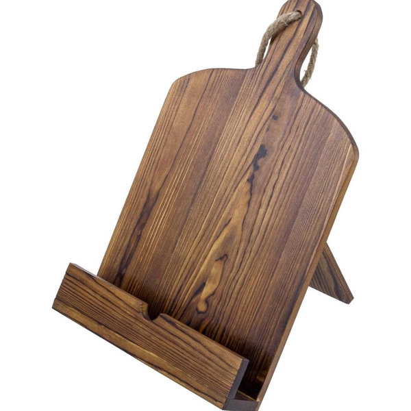 MyGift Cookbook Stand Recipe Book Holder with Brown Wood Cutting Board Design, Cookbook Holder for Countertop Display
