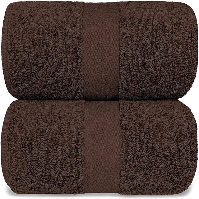 White Classic Luxury Bath Sheet Towels Extra Large | Highly Absorbent Hotel spa Collection Bathroom Towel | 35x70 Inch | 2 Pack (Brown)