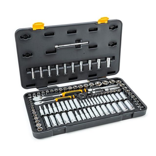 1/4 in. and 3/8 in. Drive 6-Point Standard & Deep SAE/Metric 90-Tooth Ratchet and Socket Mechanics Tool Set (106-Piece)