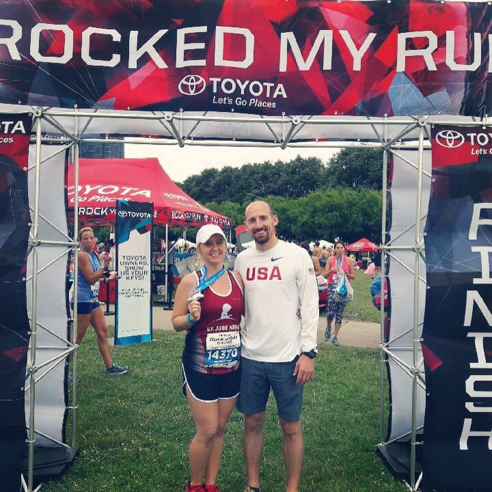 Cheering on Mandy at her first half-marathon in Chicago. July 2017