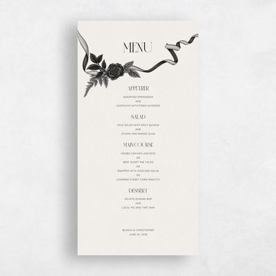 Night Gray, Grey Wedding Menu - Moreau