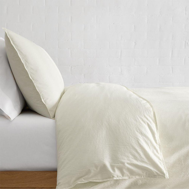 Organic Washed Cotton Percale Full/Queen Duvet, Ivory