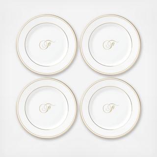 Federal Gold Script Tidbit Plate, Set of 4