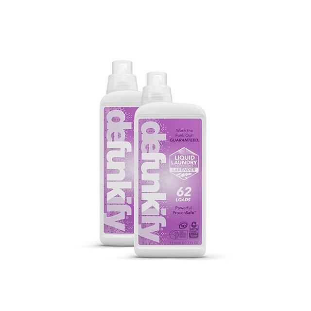 NEW! Defunkify Liquid Laundry Detergent, Lavender - Crushes Odor - EPA Safer Choice - 87% BioBased - 124 Loads (2-Pack of 62 Load Bottles) (Lavender)