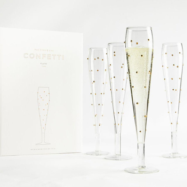 Confetti Celebration Trumpet Flutes, Set 4 - Gold