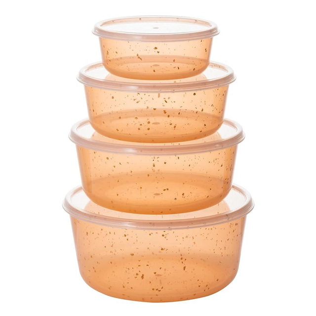Mage Crab 4Pcs stackable Plastic Bowls with Lids Set for Kitchen, Safe BPA Free Non Toxic Serving Bowl Bowls