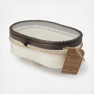 Filled Candle Oval Brass Box Peach & Grapefruit Scent