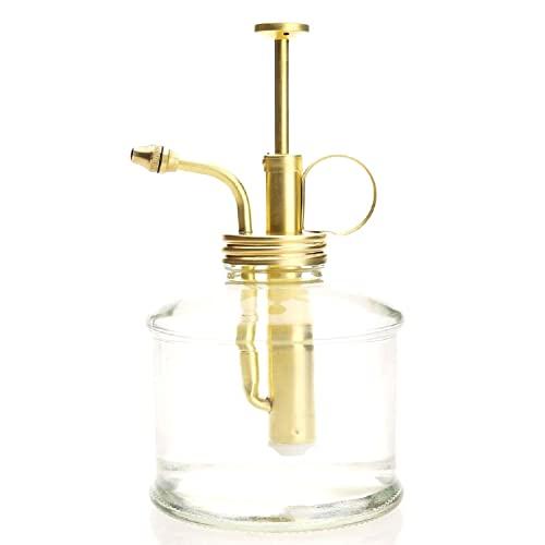 Purism Style Plant Mister- Clear Color Glass Bottle & Brass Sprayer (Matt Gold)