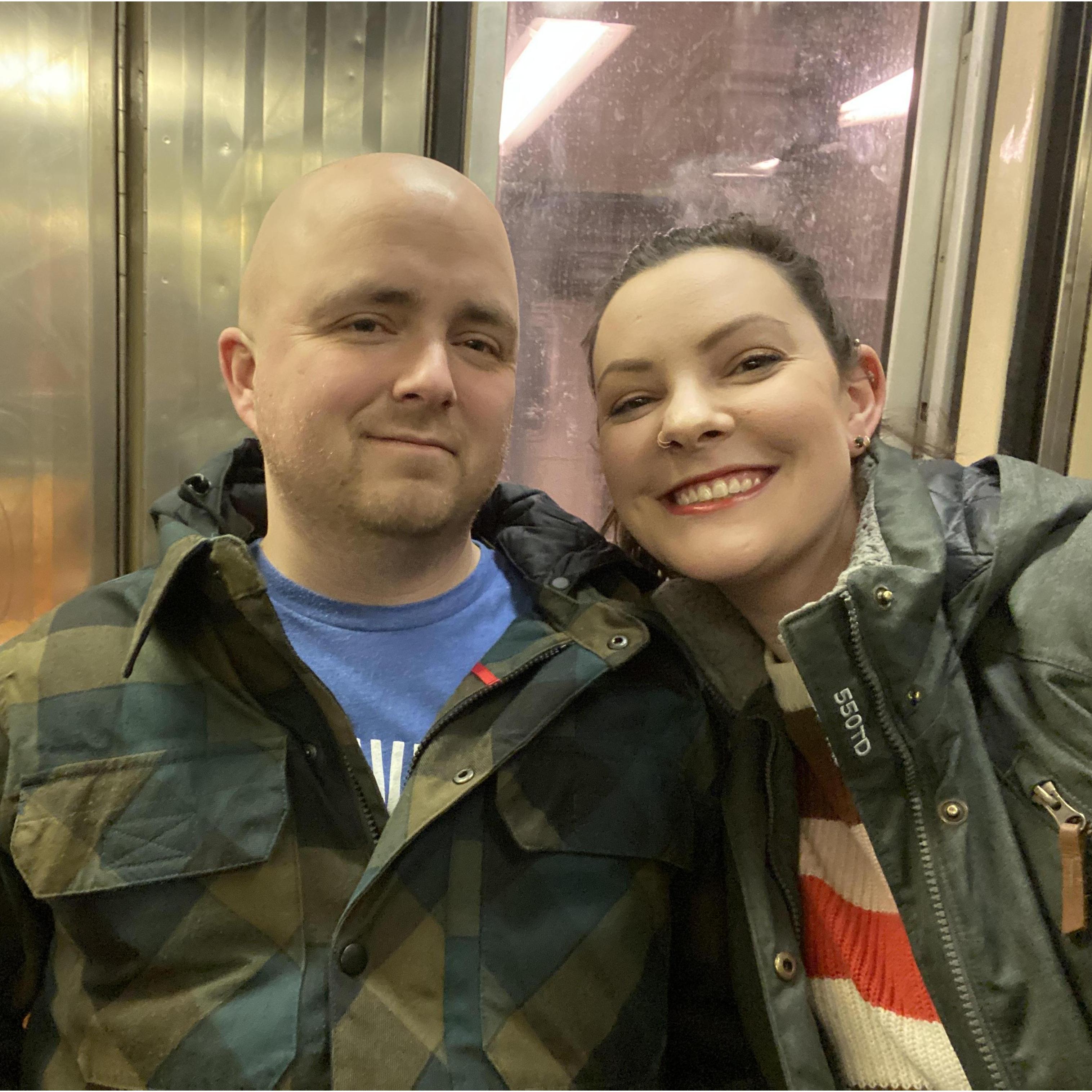 2.28.20 - One of the many times Josh visited Megan in NYC; riding the subway!