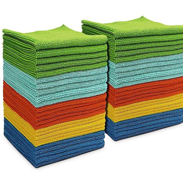 AIDEA Microfiber Cleaning Cloths All-Purpose Softer Highly Absorbent, Lint Free - Streak Free Wash Cloth for House, Kitchen, Car, Window, Gifts(12in.x 12in.)-(Pack-50)