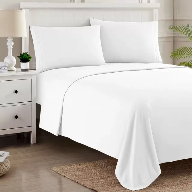 4 Piece Sheet Set, Ultra Soft 1800 Series Collection - King, White