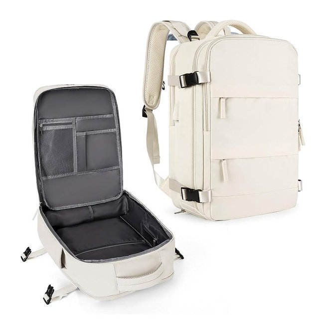 coowoz Large Travel Backpack For Women Men,Carry On Backpack,Hiking Backpack Waterproof Outdoor Sports Rucksack Casual Daypack travel essentials（Off White Thin Material）