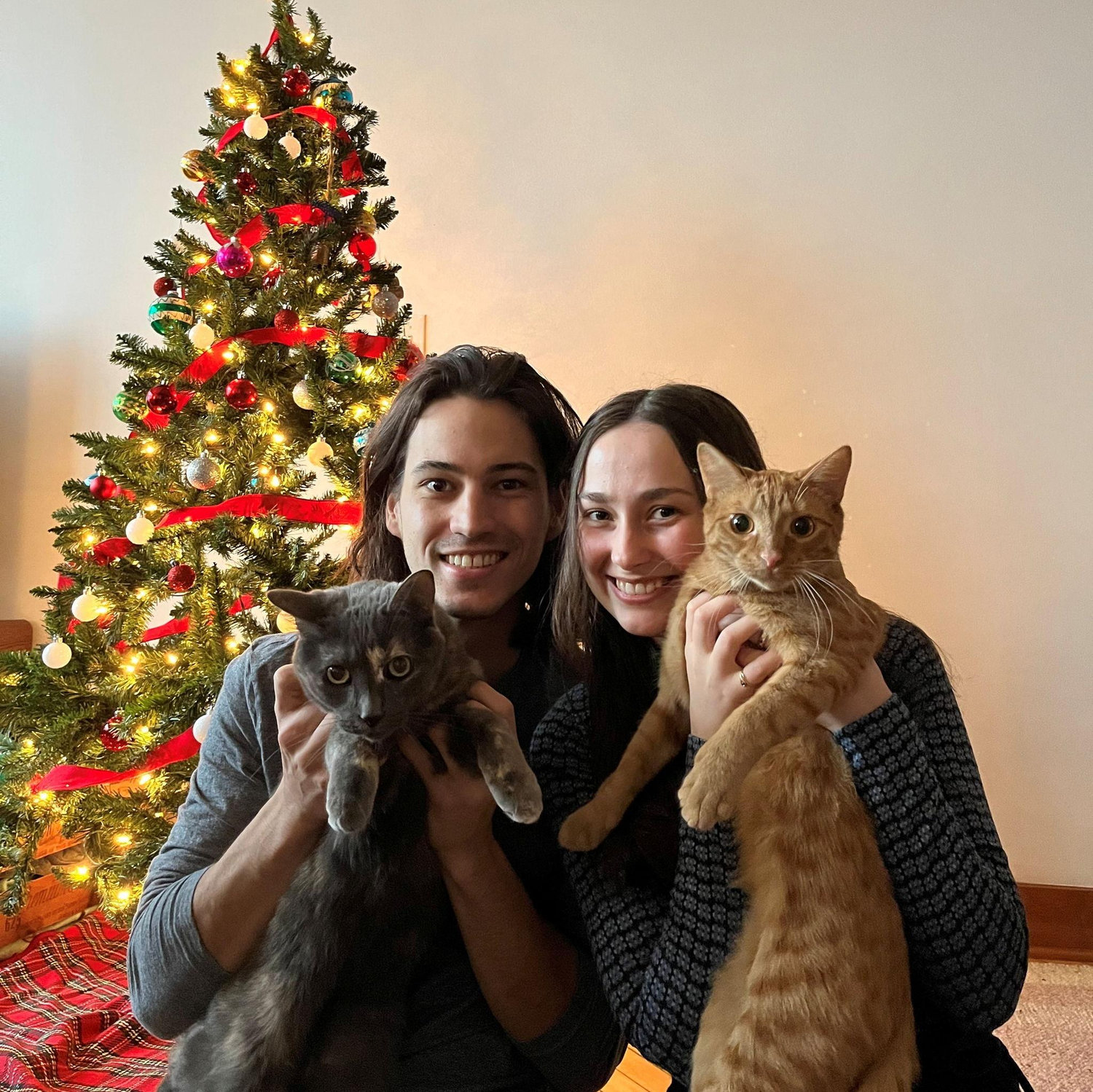Our first Christmas photo with Edison