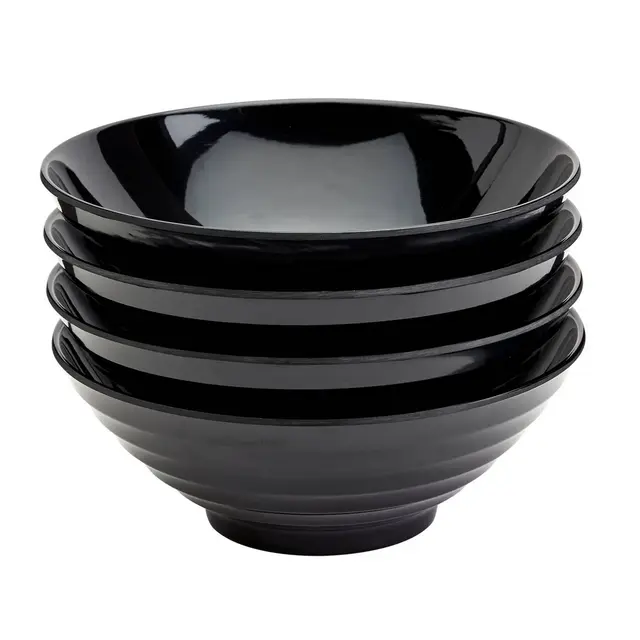 Infuse 4pc 8" Melamine Ramen Bowls Black