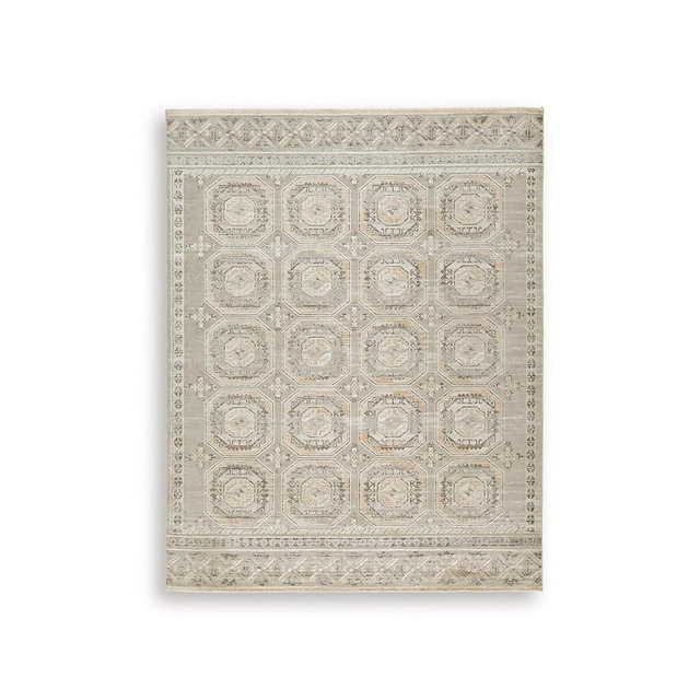 Signature Design by Ashley Bachby Large Traditional Rug, Machine Woven Design, Medallion Pattern, Fabric Blend, 94" W x 119" D x 0.25" H, Multicolored