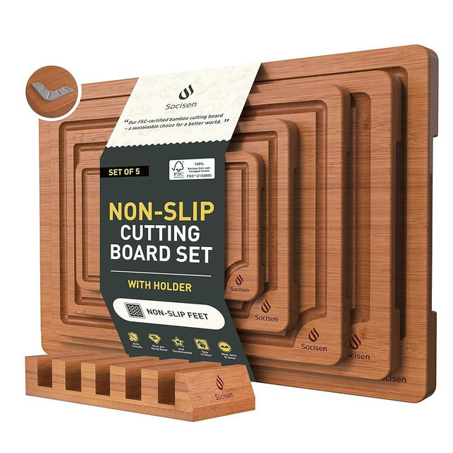 Bamboo Cutting Board Set Non Slip Feet with Holder Over Sink Best Grandpa Grandfather Elder Men Father Day Grandparents Great Papaw Peepaw Pawpaw Granddad Happy Birthday Christmas Unique Cool Gifts
