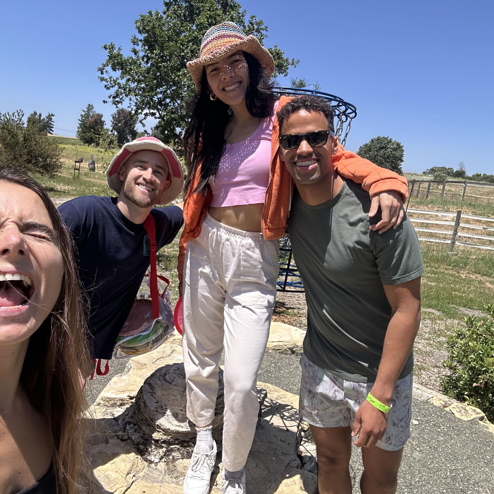 Disc golf at a winery in central CA. We were roadtripping to SF here!
