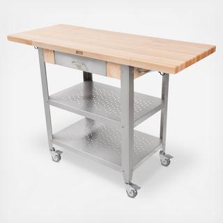 Cucina Elegante Fully Extendable Bucher Block Kitchen Cart