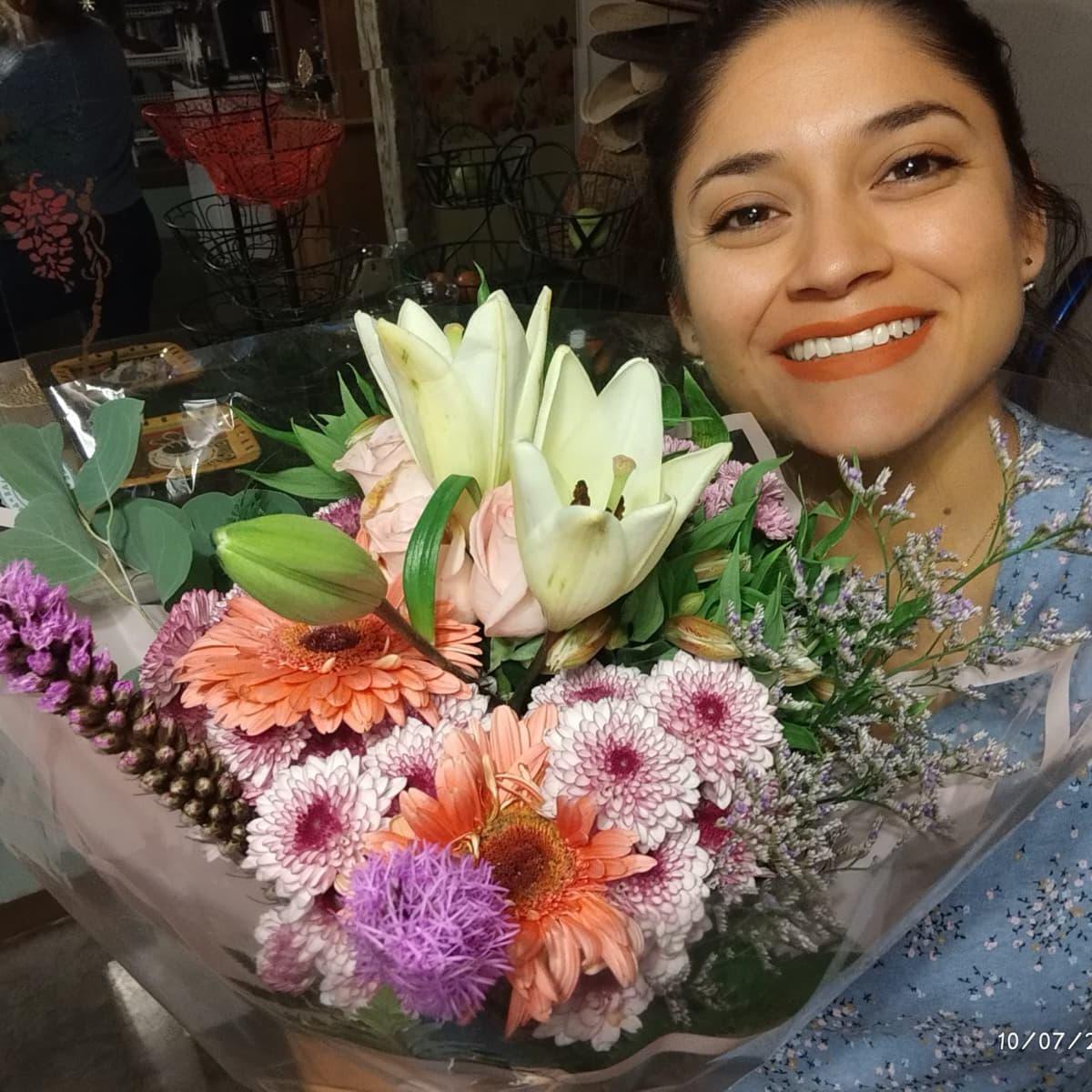 Her first flowers from me