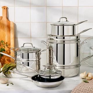 Chef's Classic Stainless 14-Piece Cookware Essentials Set