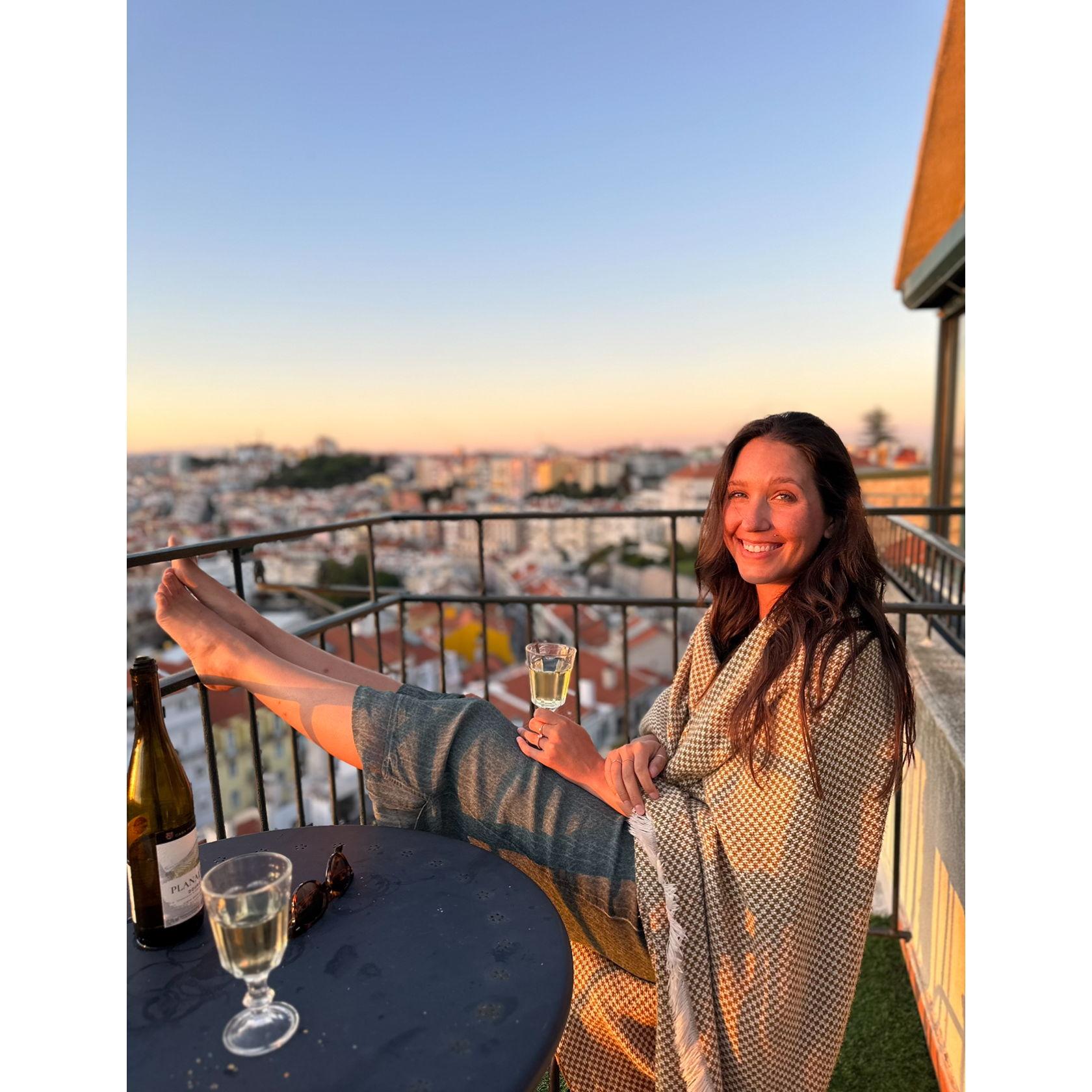 Here is the balcony of our AirBNB in Lisbon, Portugal that Jamie popped the question!