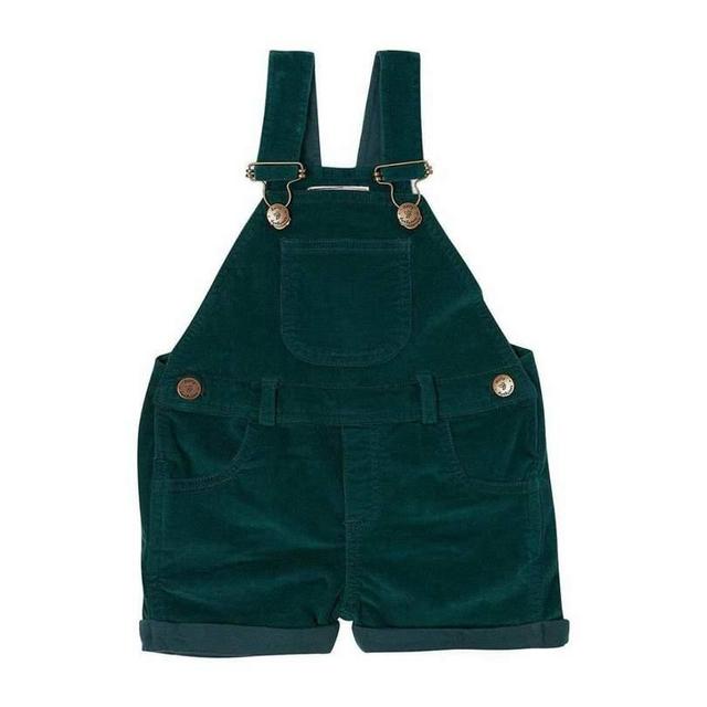 Corduroy Short Overalls, Moss Green