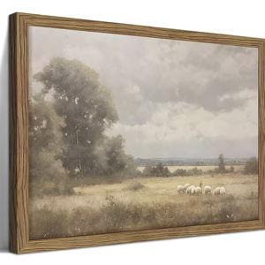 BGFCE Modern Christian Jesus Wall Art, The Lord is my Shepherd Canvas Prints, Vintage Peaceful Painting of Jesus, Spiritual Pastoral Wall Decor for Church Prayer Room Living Room Bedroom 12x16 inch