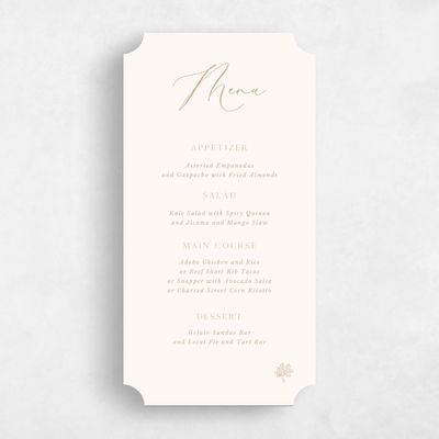 Beige Ticket Wedding Menu - Mapleton