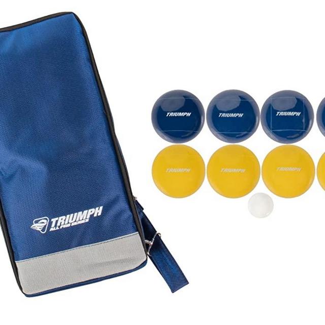 Triumph Premium 100mm Resin Bocce Ball Set - Includes 8 Bocce Balls, One 50mm Jack and Carry Case
