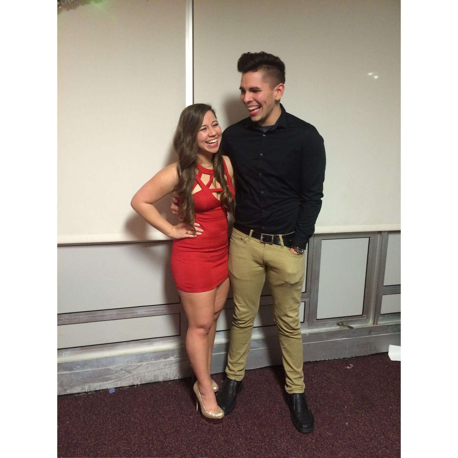 Feb 2016 - Before Amanda's AEPhi Date Party (Our first photo together!)