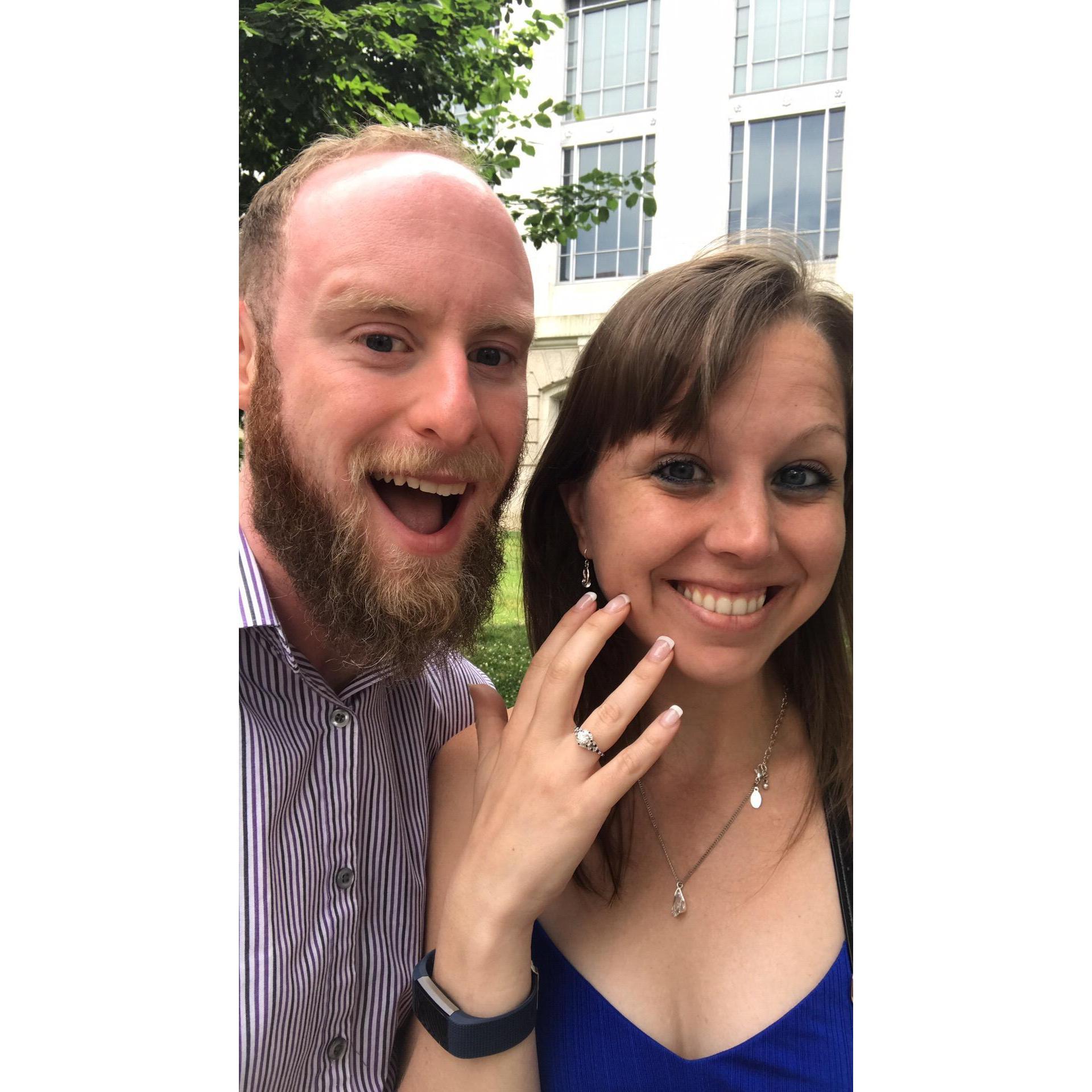 Waiting for the Smithsonian Natural History Museum to open. Taken during our engagement weekend in DC!