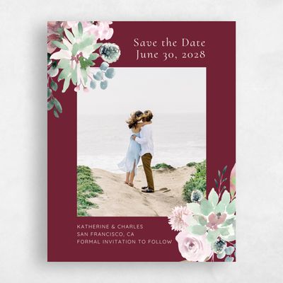 Burgundy, Red Wedding Save the Date - Cricket Classic