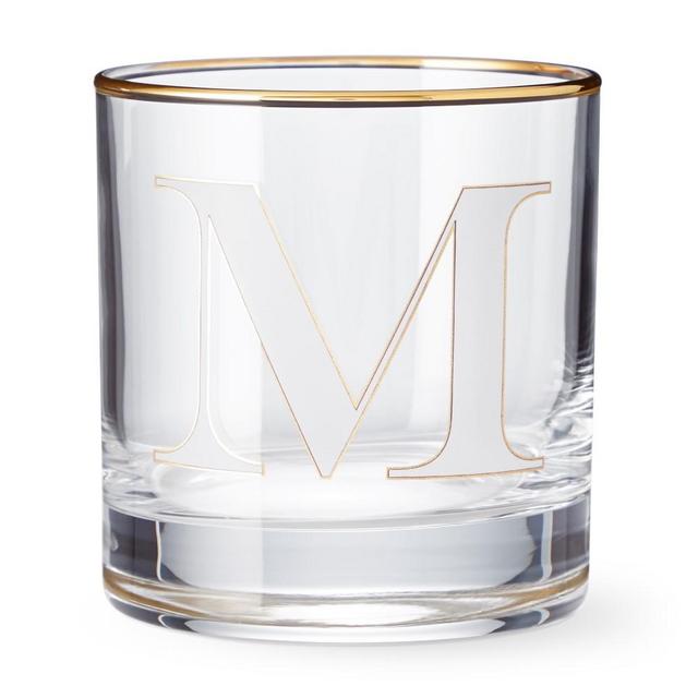 Monogram Double Old-Fashioned Glass, M