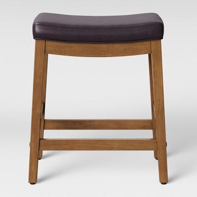 Belvidere Faux Leather Saddle Counter Stool Espresso Faux Leather - Threshold™