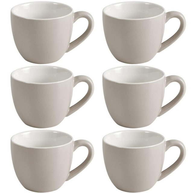 homEdge Mini Procelain Espresso Cup, 3 Ounces / 90 ml Tiny Coffee Mugs Demitasse for Espresso, Tea- Set of 6, Light Gray
