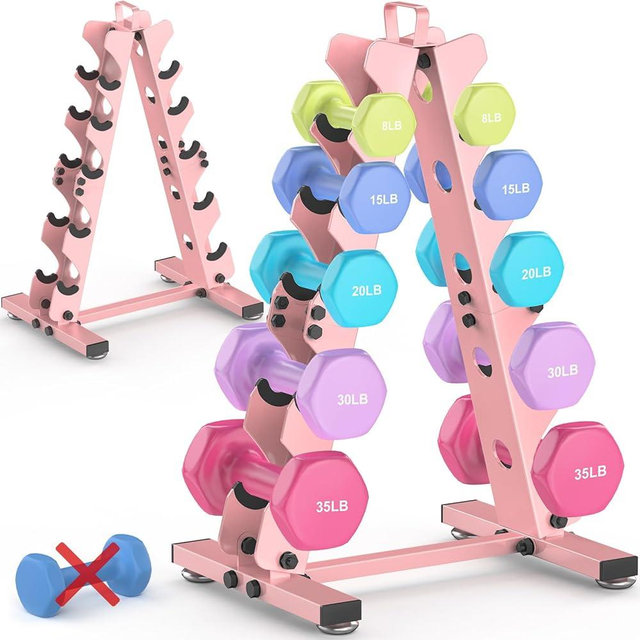 TomCare 6-Tier|5-Tier|4-Tier Dumbbell Rack Stand Only, Weight Rack for Home Gym Storage Stand for Weights Metal A-Frame Strength Training Dumbbell Holder with Handle (Dumbells not Included)