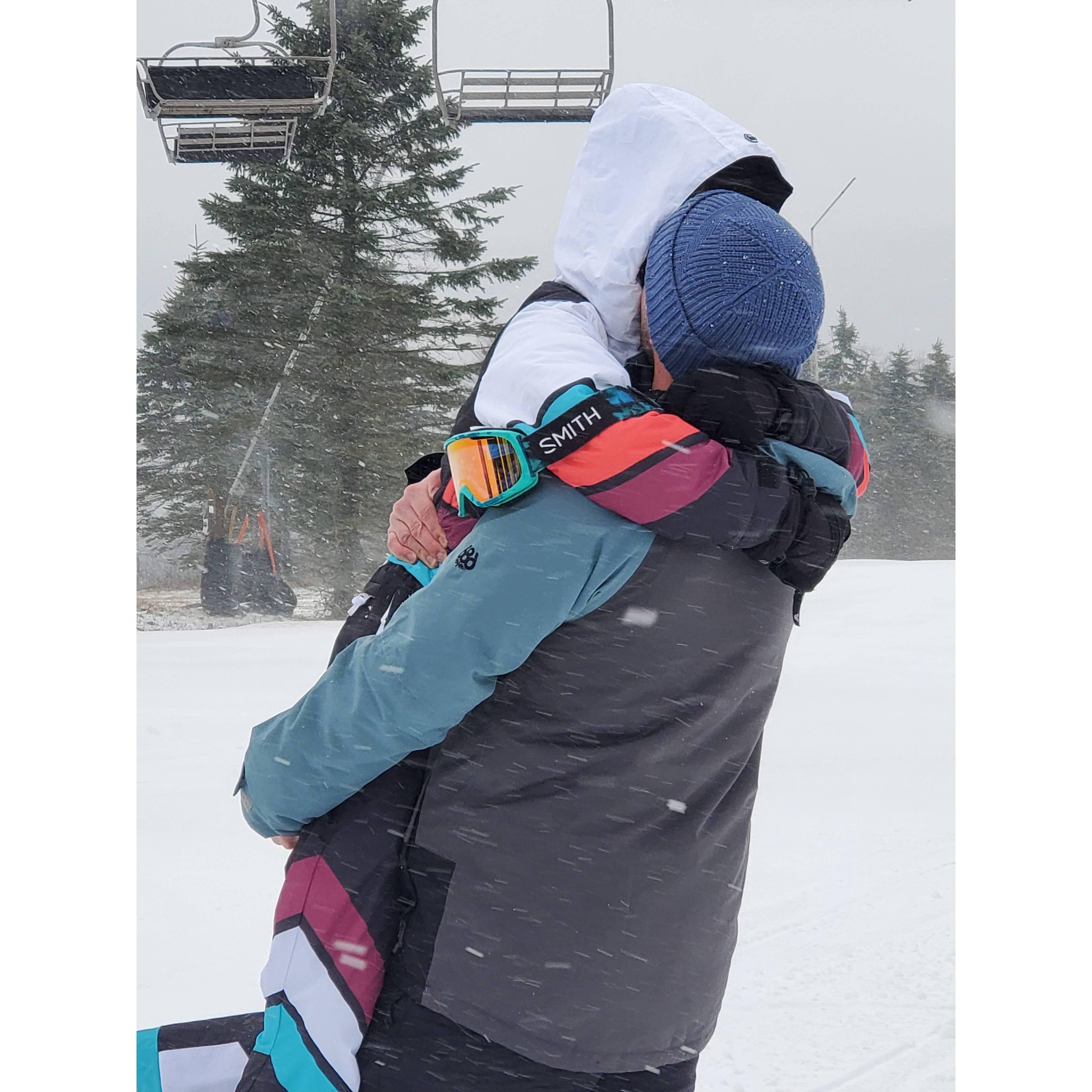 What's an engagement without a lift and hug?