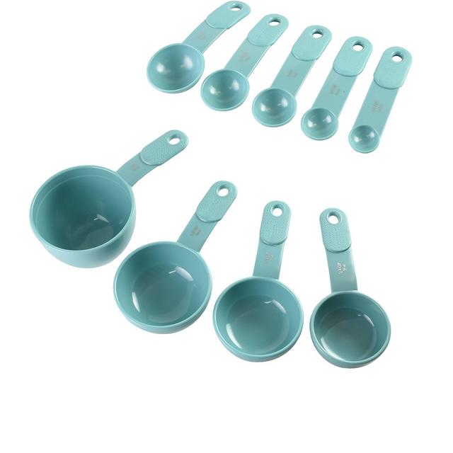 KitchenAid 9-Piece Measuring Cup and Spoon Set, Aqua Sky