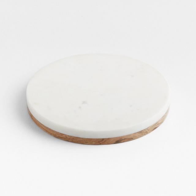 White Wood Marble Trivet