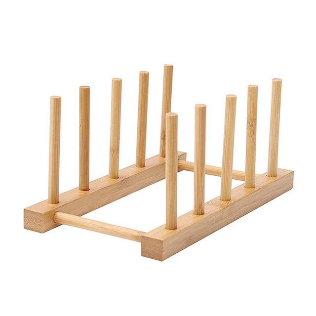 Bamboo Dish Rack,Pot lid/Plate/Cutting Board Organizer for Kitchen cabinets,Bottle Drying Holder… (4G)