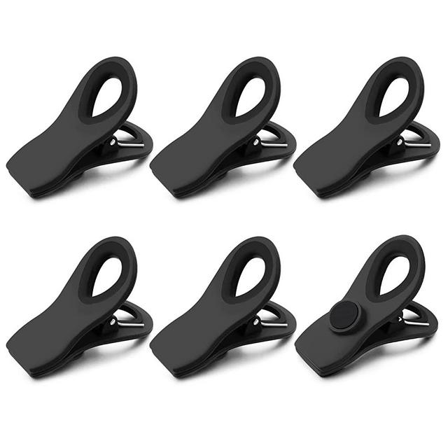 Chip Clips, Bag Clips, 6 Pack Black Magnetic Clips, Chip Clips Bag Clips Food Clips, Bag Clips for Food, Clips for Food Packages, Magnet Clips, Chip Bag Clip, Magnetic Chip Clips for Fridge