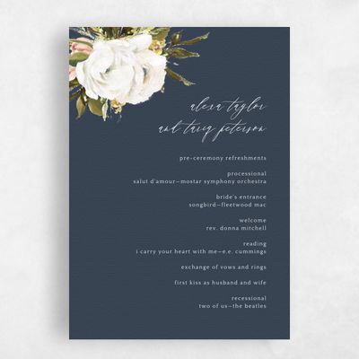 Navy, Blue Wedding Program - Octavia