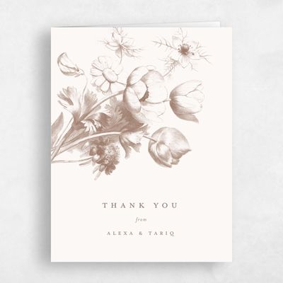 Taupe, Brown Wedding Thank You - Tulipier Portrait