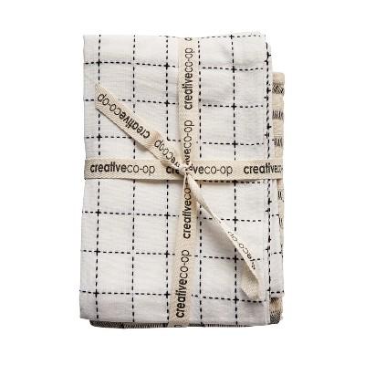 Cotton Tea Towels Set of 3 - White/Blue - 3R Studios