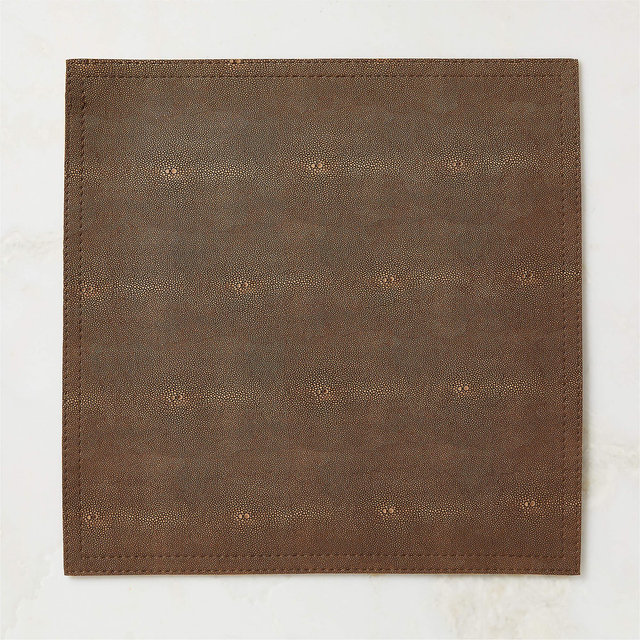 Brown Shagreen Faux-Leather Square Placemat