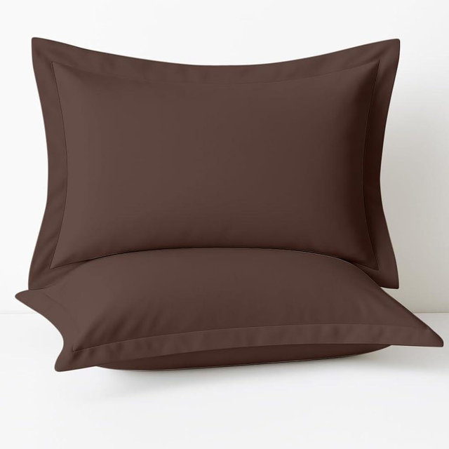 Cotton Metrics Linen 2 Pack Pillow Shams King Size 20x36 – 600 Thread Count 100% Organic Cotton Brown Pillow Covers with 2 Inch Decorative Flange, Premium Hotel-Quality Pillowcases Set of 2