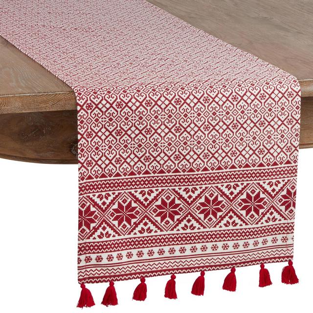 16" X 72" Christmas Pattern Runner Red - SARO Lifestyle