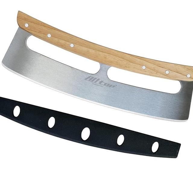 ALLTOP Pizza Cutter Rocker - High Performance Stainless Steel Slicer Blade with One-Piece Wooden Handle - Efficient and Durable Pizza Accessory - Perfect Kitchen Tool for Home Cooking and Restaurant